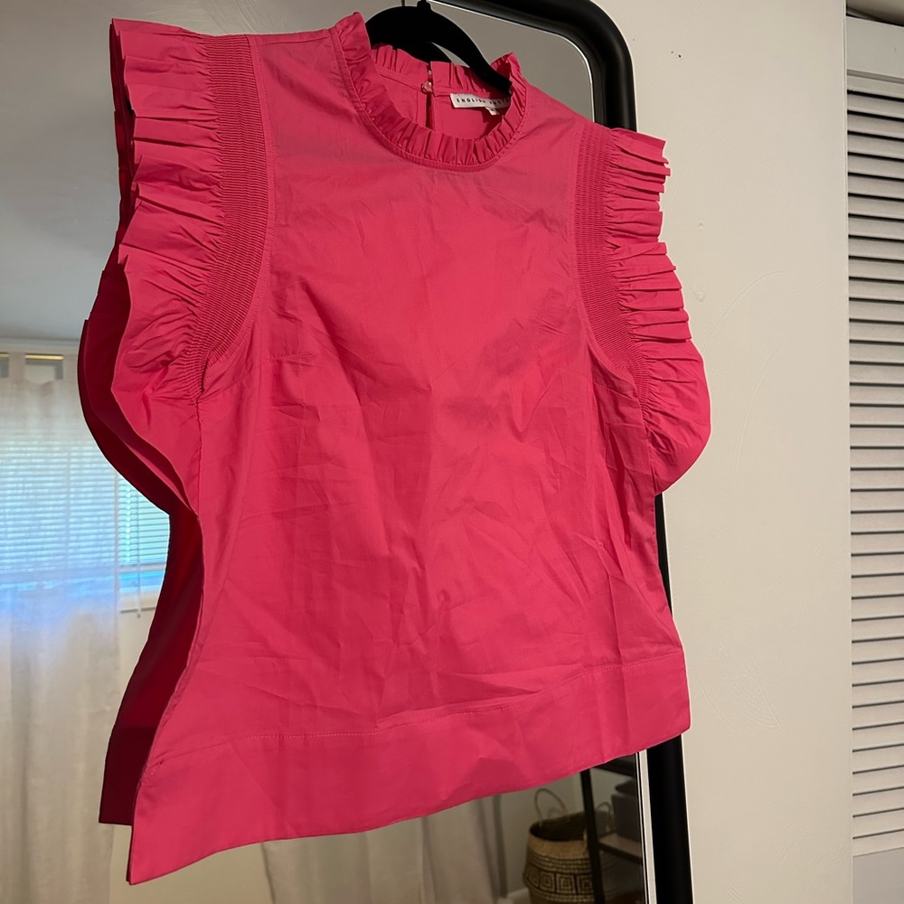English Factory Ruffle Sleeve Poplin Top size XS